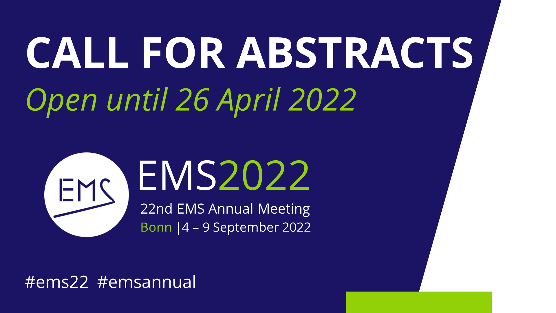 EMS2022 Call for abstracts and support applications closes 26 April