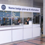 EMS 2023 Name badge pick-up & information desk with PCO Copernicus staff